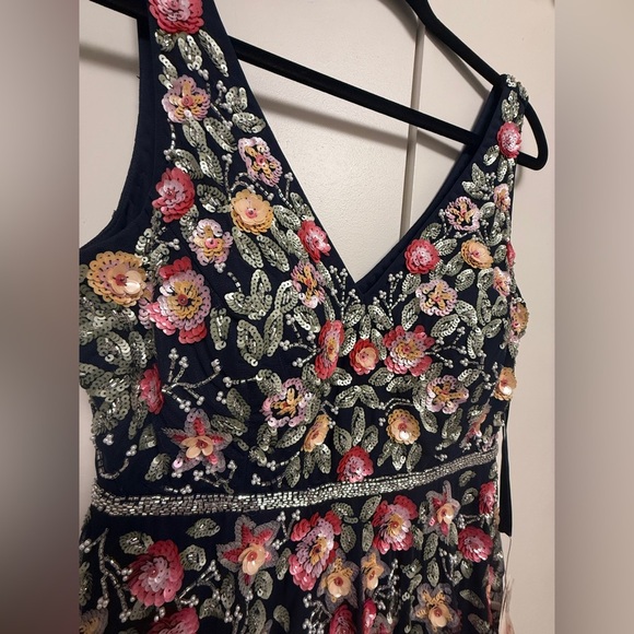 NWT | Mac Duggal 5527 Multi Midnight Midi Floral  A-line Dress Size 8 - Picture 5 of 10